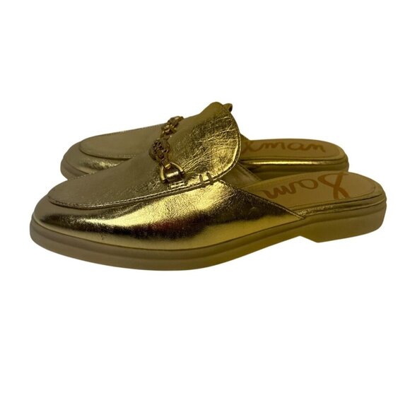 Sam Edelman Kira Women's Bit Mule Slide Gold Leather Slip On Metal Detail 7.5 - Picture 2 of 7